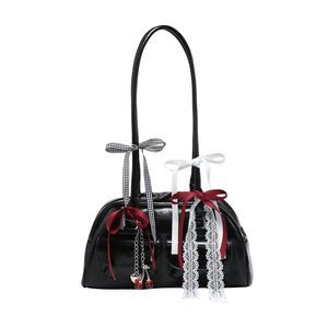 Stylish Women'S Yk Bow Knot Strap Satchel Closure Double Handle Bag Pu Texture